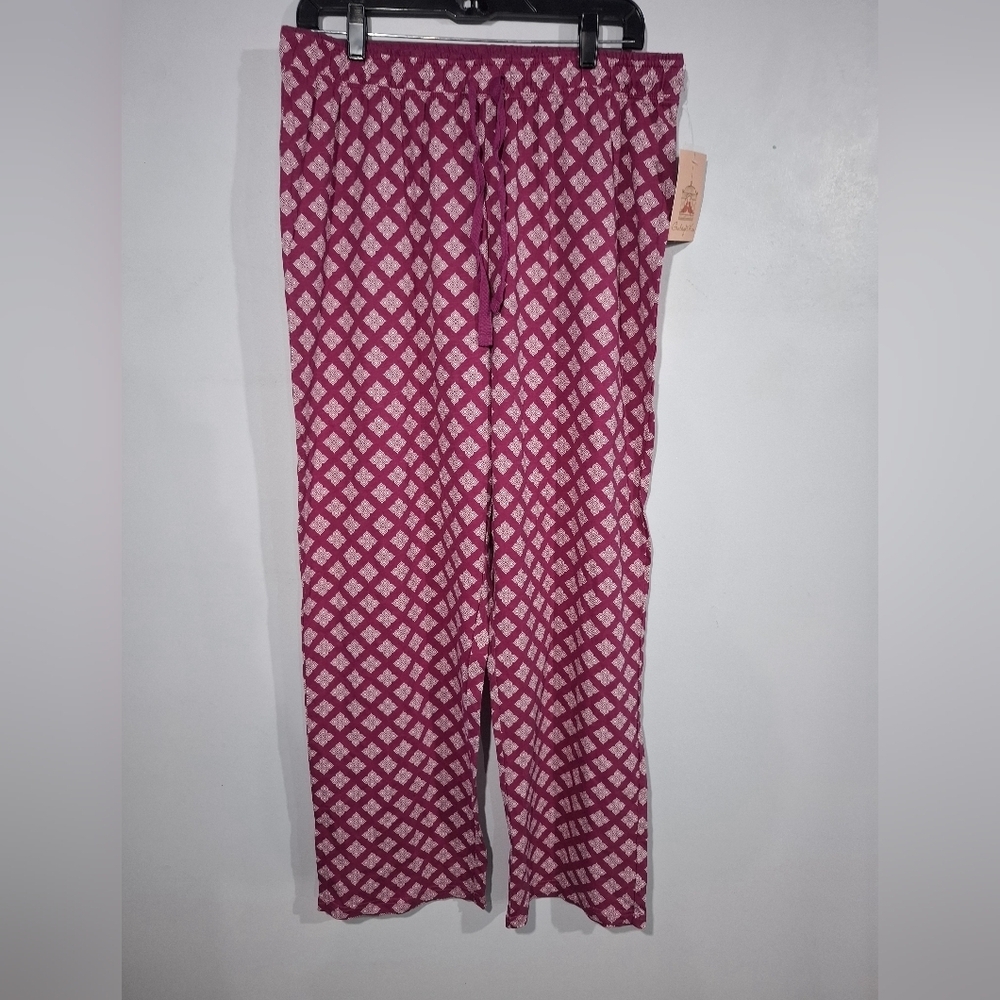 Goodnight Kiss Women's Sz XL Pink and White Geometric Pattern Pajama Pants NWT